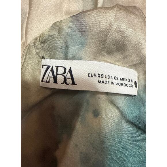 Zara Multicolor Tie Dye Satin Sleeveless Cami Camisole Maxi Tank Slip Dress XS - Picture 4 of 5